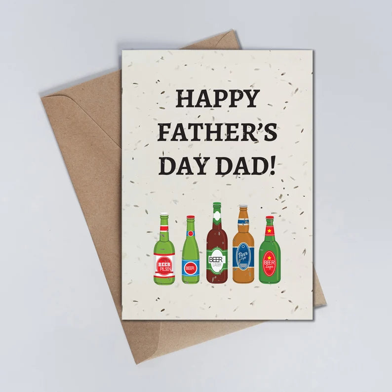 Fathers Day Plantable Seed cards, Wildflower Dad Greetings card, Seed Paper card, Eco Friendly cards, With Envelope handmade