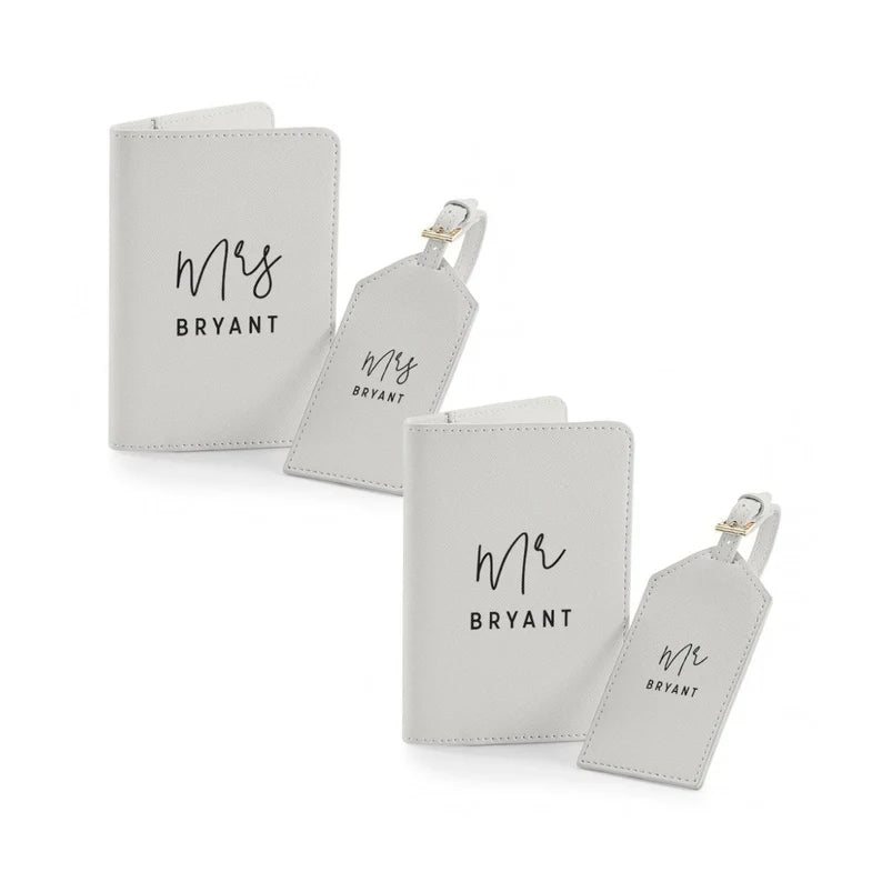 Travel Together in Style: 'Mr & Mrs' Passport and Luggage Tag Set for the Chic Couple on the Go! 💕🌐✨