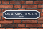 Personalised Mr & Mrs Wedding Sign, Couple Just Married Wedding Day Street Sign, Photo Prop. Custom Metal Sign. Weatherproof vintage Sign