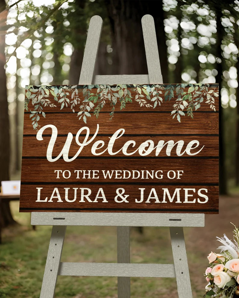 Rustic Wedding Welcome Sign | Four Unique Personalised Styles | Beautiful Reception Detail