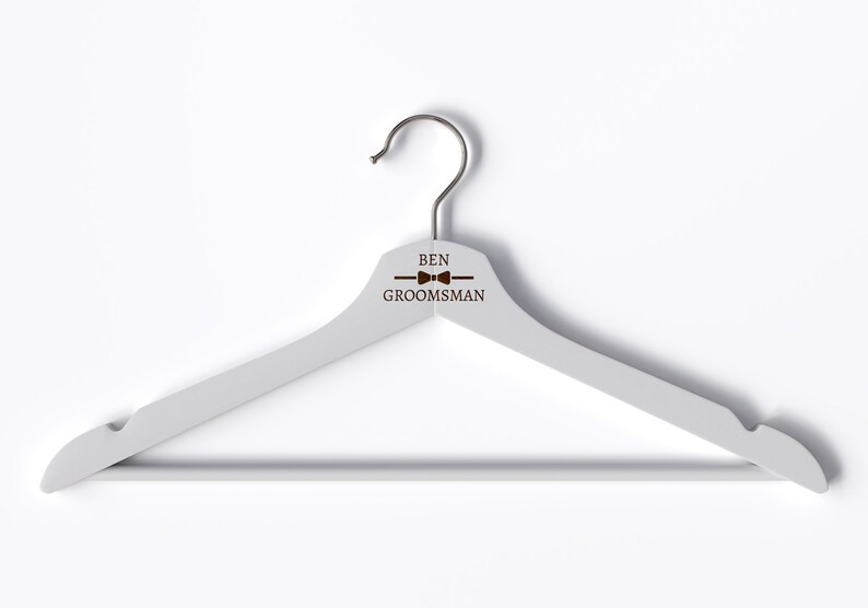 Engraved Wedding Hangers for Groom and Groomsmen | Personalised Hanger for Wedding Attire | Customised Keepsake Gift
