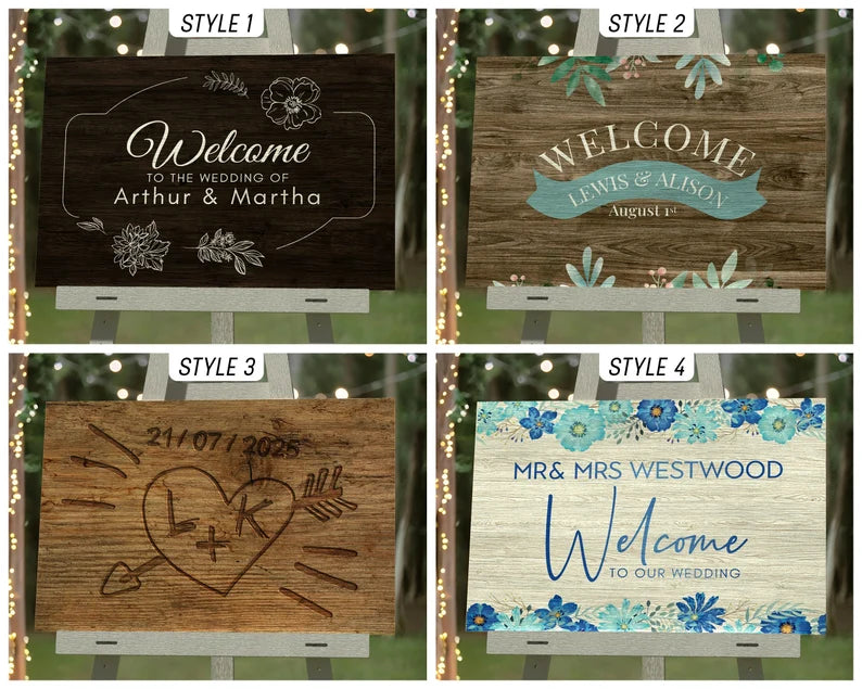 Rustic Wedding Welcome Sign, Wood Rustic Wood Wedding Sign, Welcome Wedding Signs, Personalised Wedding Sign