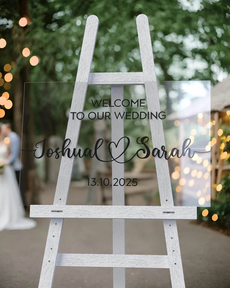 Personalised Acrylic Wedding Welcome Sign | Crystal Clear | HD Print | 4 Unique Designs
