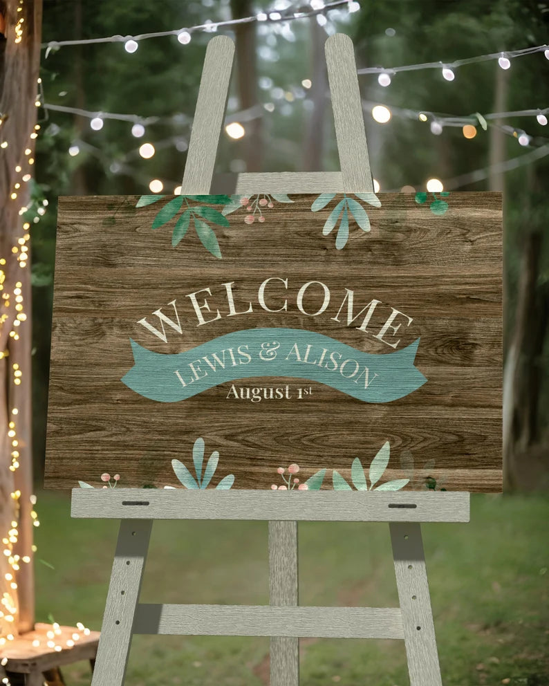 Rustic Wedding Welcome Sign, Wood Rustic Wood Wedding Sign, Welcome Wedding Signs, Personalised Wedding Sign