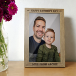 Personalised Fathers Day, Mothers Day Photo Frame | Laser Engraved Wooden Custom Gift | Any Text | 3 Sizes, Landscape or Portrait, Mum & Dad