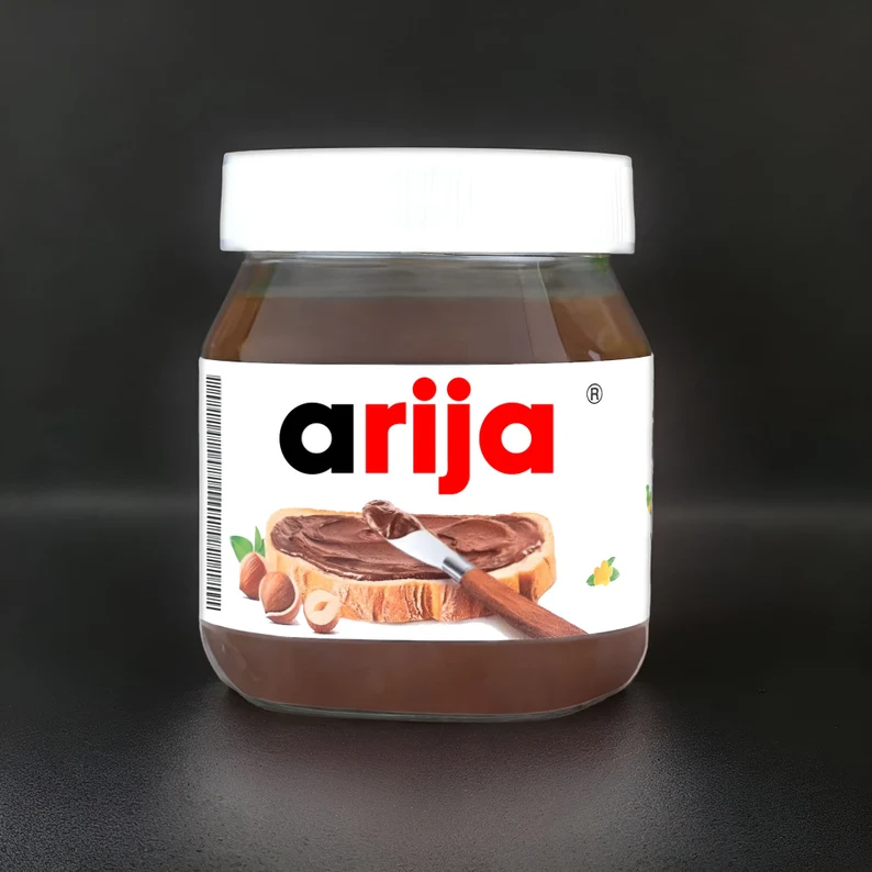 Personalised Chocolate Spread Label - Fun, Novelty Vinyl Sticker fits a Nutella Jar 🍫🎁