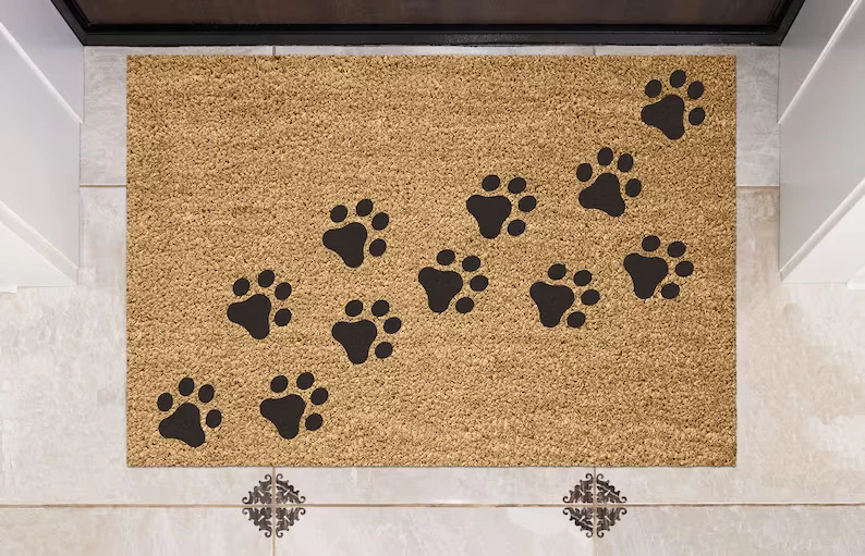 Paw Prints Personalised Coir Doormat