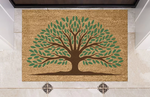 Green Tree of Life Coir Doormat - Eco-Friendly Personalised Welcome Mat