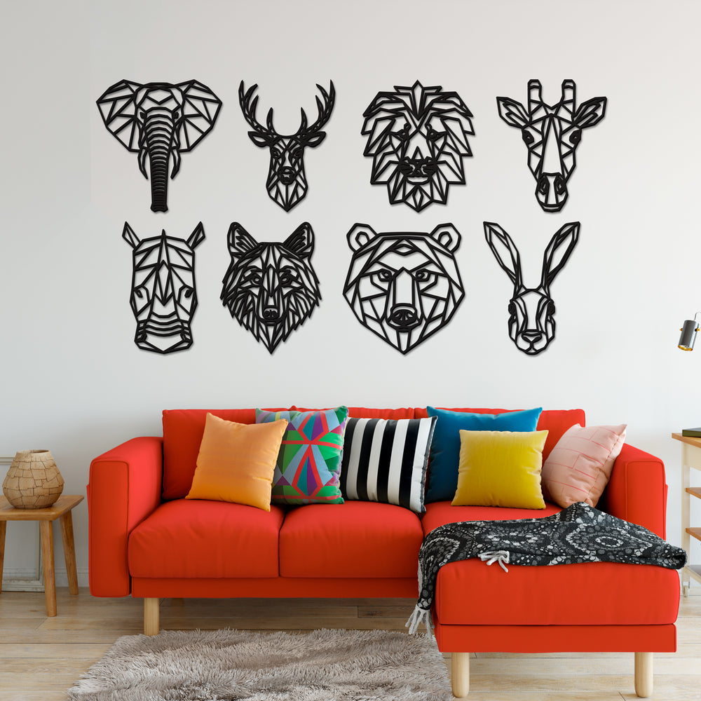 Geometric Elephant Head Animal Wall Art, Contemporary Wall Art Polygon Animal Outline, Gloss Acrylic, Precision Laser Cut