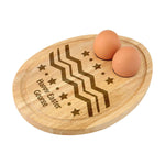 Personalised Wooden Egg & Soldiers Board. Engraved Egg and Toast Breakfast Egg Shaped Serving Board, Easter Gift Idea - Style 1