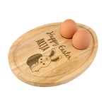 Personalised Wooden Egg & Soldiers Board. Engraved Egg and Toast Breakfast Egg Shaped Serving Board, Easter Gift Idea - Style 3