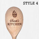 Personalised Beech Wood Wooden Mixing Spoon / Cooking Utensil, any text or message can be engraved, gift for any occasion