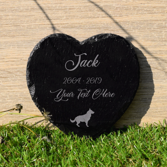 Dog Heart Shape Slate Memorial for Beloved Pet Personalised Grave Marker Plaque