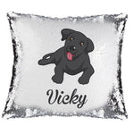 Labrador Magic Reveal Cushion Cover Personalised Sequin Pillow Xmas Gift