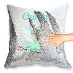 Blue Fairy Magic Reveal Cushion Cover Personalised Sequin Pillow Xmas Gift