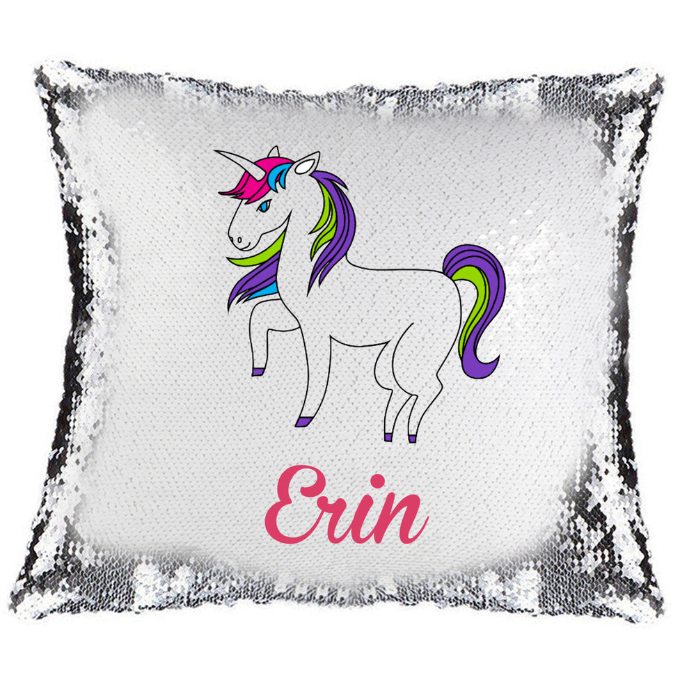 Unicorn Magic Reveal Cushion Cover Personalised Sequin Pillow Xmas Gift