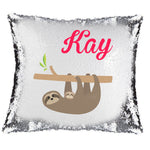 Sloth Magic Reveal Cushion Cover Personalised Sequin Pillow Xmas Gift
