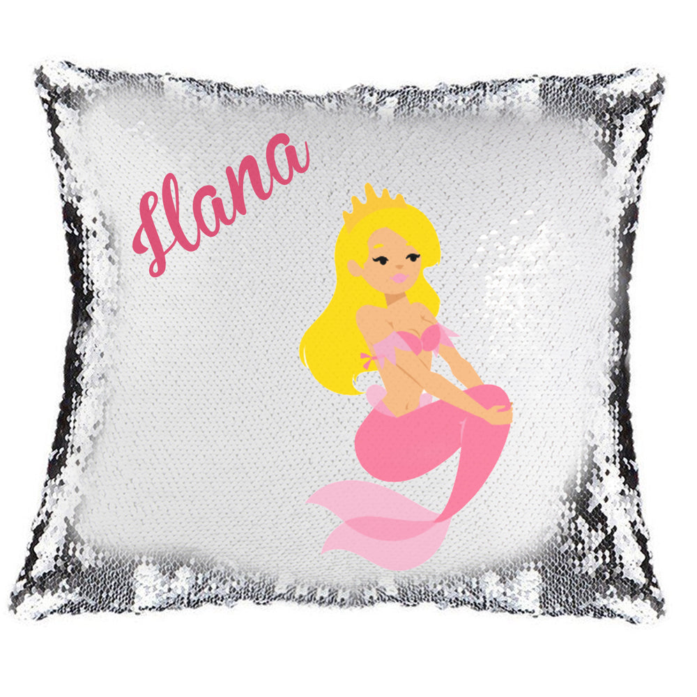 Mermaid Magic Reveal Cushion Cover Personalised Sequin Pillow Xmas Gift