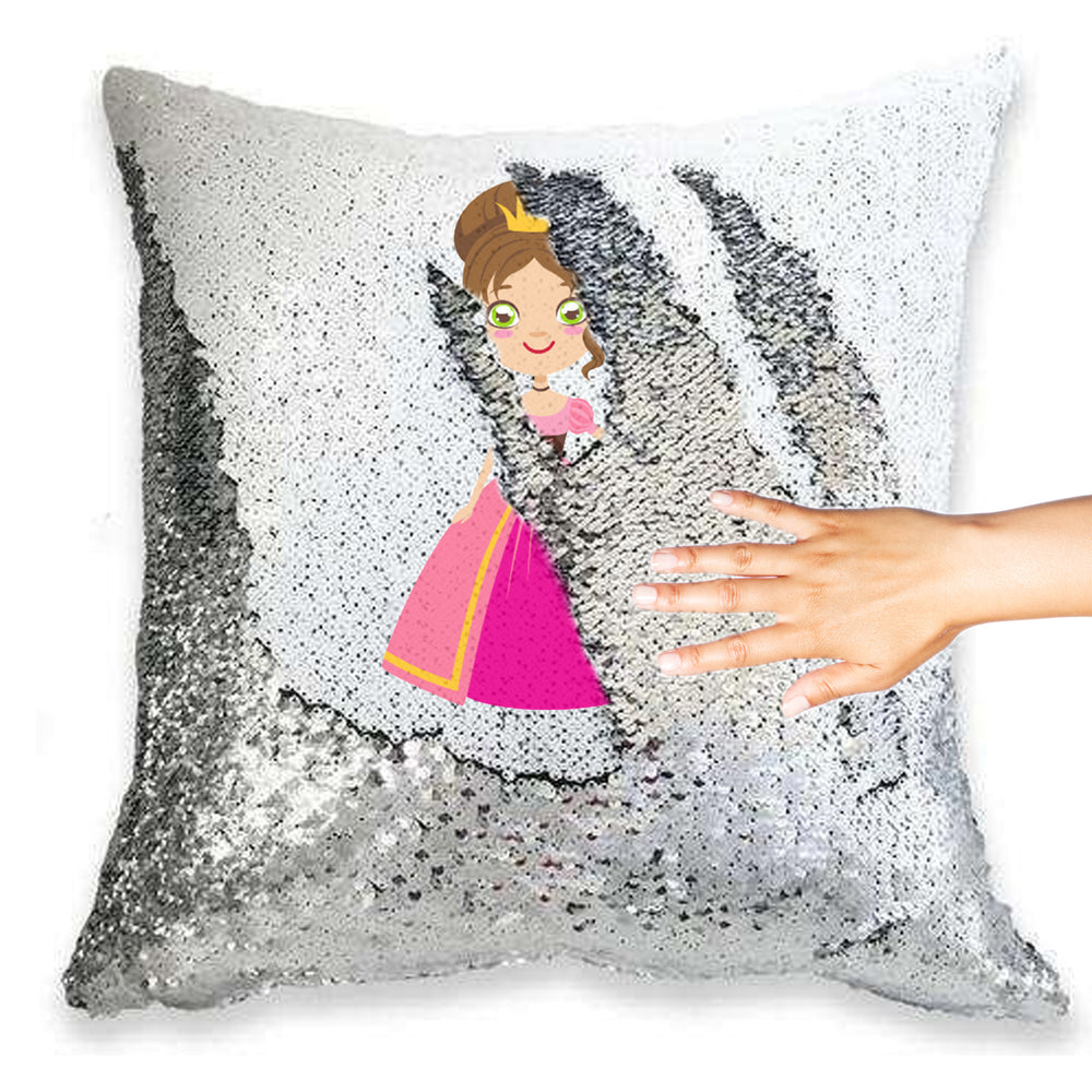 Princess Magic Reveal Cushion Cover Personalised Sequin Pillow Xmas Gift