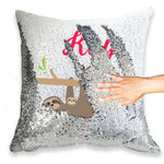 Sloth Magic Reveal Cushion Cover Personalised Sequin Pillow Xmas Gift
