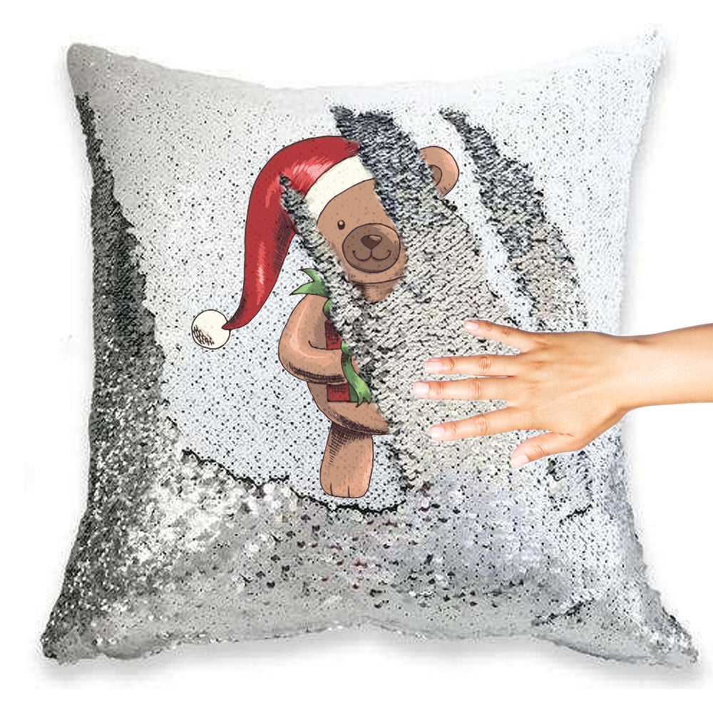 Magic Personalized Christmas Bear Pillow - Festive Magic Reveal Cushion 🎁🧸