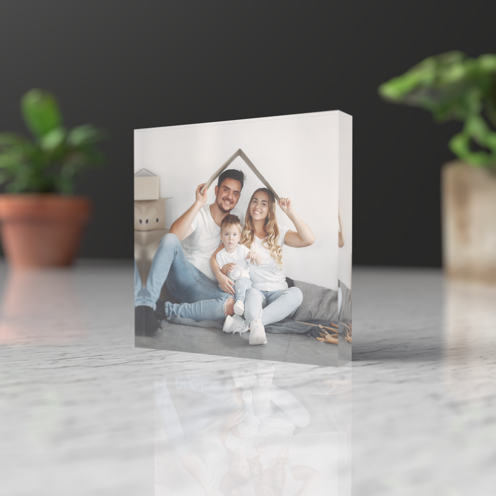 Personalised Square Photo Block, Freestanding Photo Gift, Custom Photo Block, Family Print, Family Print Frame,  Acrylic Glass Photo Plaque