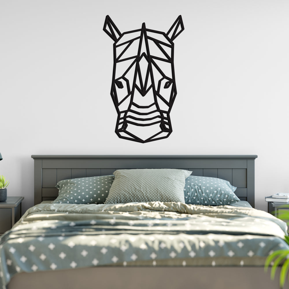 Geometric Rhino Head Animal Wall Art, Contemporary Wall Art Polygon Animal Outline, Gloss Acrylic, Precision Laser Cut