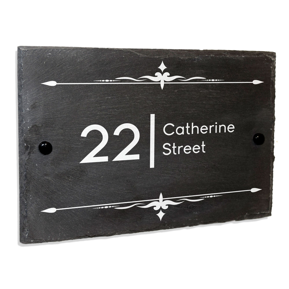 30cm x 20cm Rustic Natural Slate House Gate Sign Plaque Door Number Personalised Name Plate