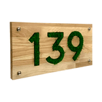 Artificial Grass and Wooden House Gate Sign Plaque Door Personalised Number Name Plate