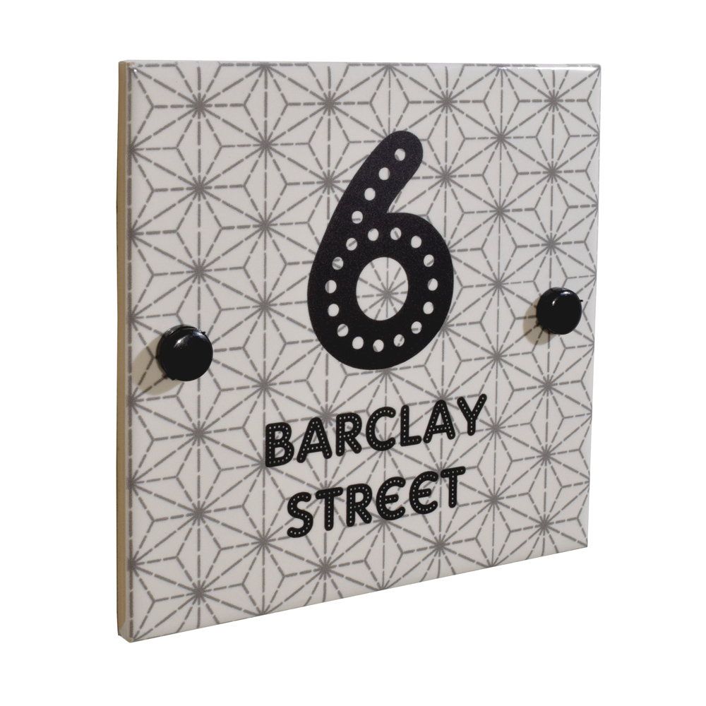 UV Printed Abstract Ceramic House Gate Sign Plaque Door Personalised Number Name Plate