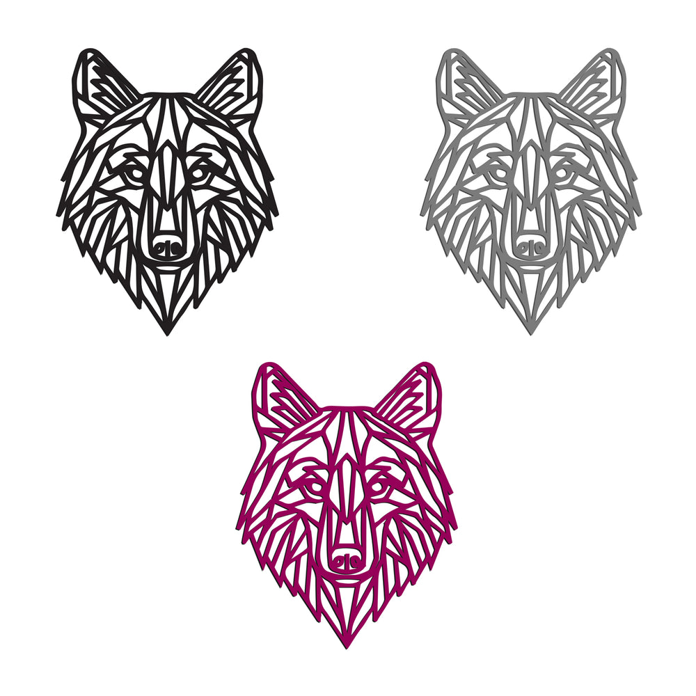 Geometric Wolf Head Animal Wall Art, Contemporary Wall Art Polygon Animal Outline, Gloss Acrylic, Precision Laser Cut