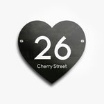 15cm x 14cm Heart Acrylic Glass Effect Door House Gate Sign Plaque Number Personalised Name Plate