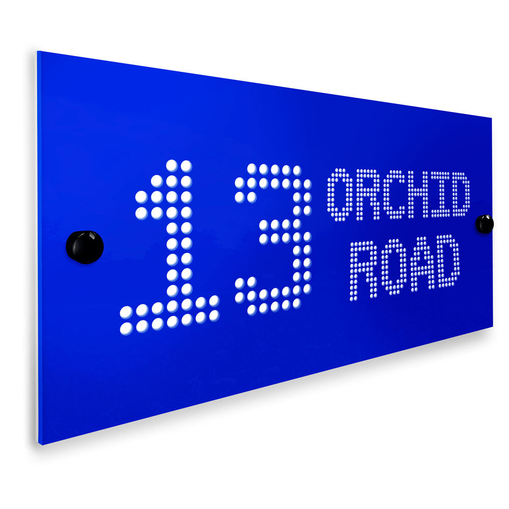 30cm x 15cm 3D Acrylic Contemporary ‘Hole Punched’ Acrylic Glass Effect Door House Gate Sign Plaque Number Personalised Name Plate