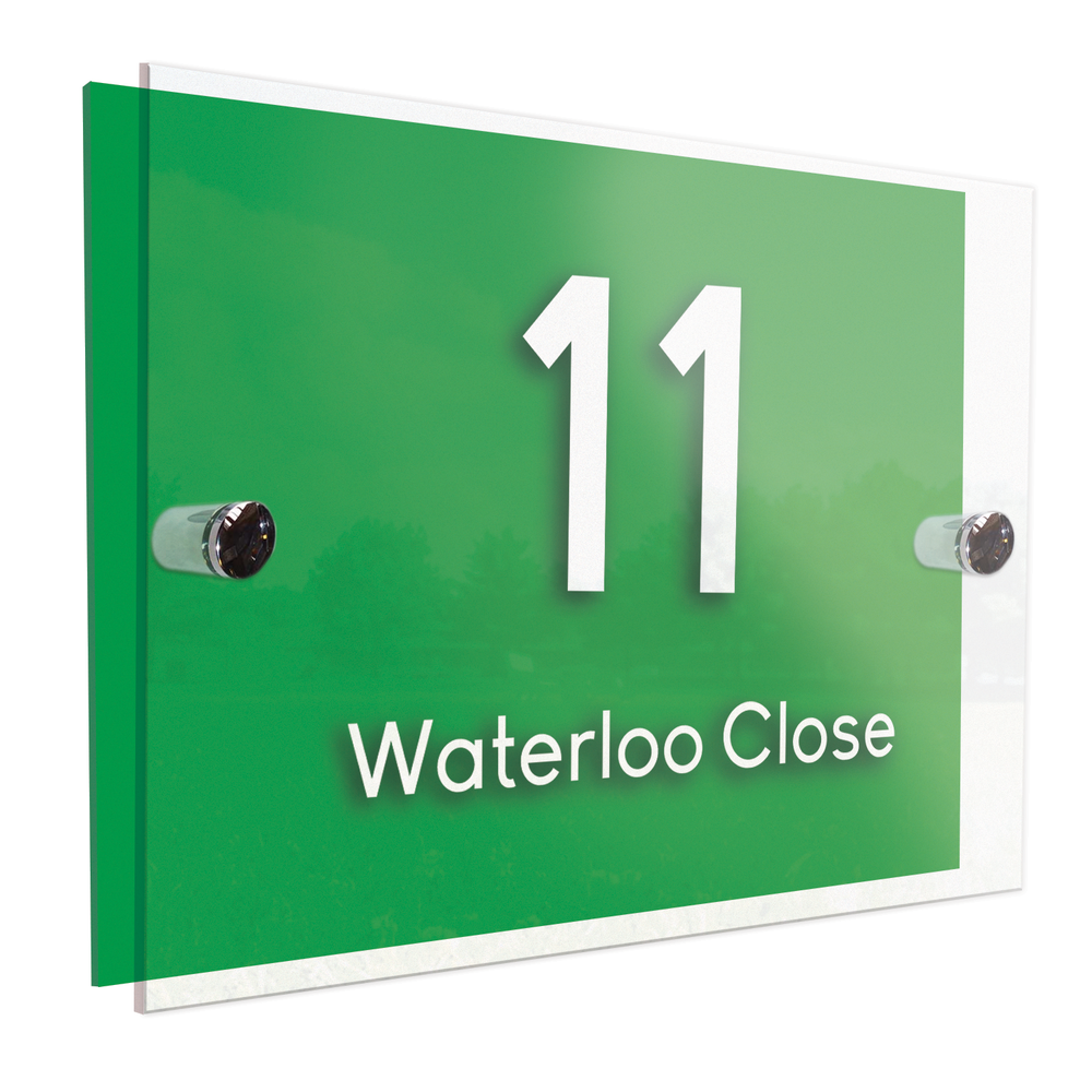 20cm x 15cm Rectangle UV Printed Acrylic Glass Effect Door Number House Gate Sign Plaque Personalised Name Plate