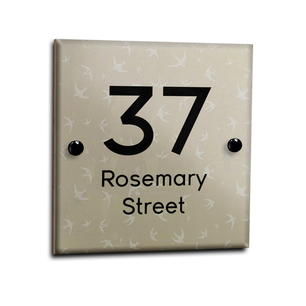 UV Printed Swallow Ceramic House Gate Sign Plaque Door Personalised Nu ...