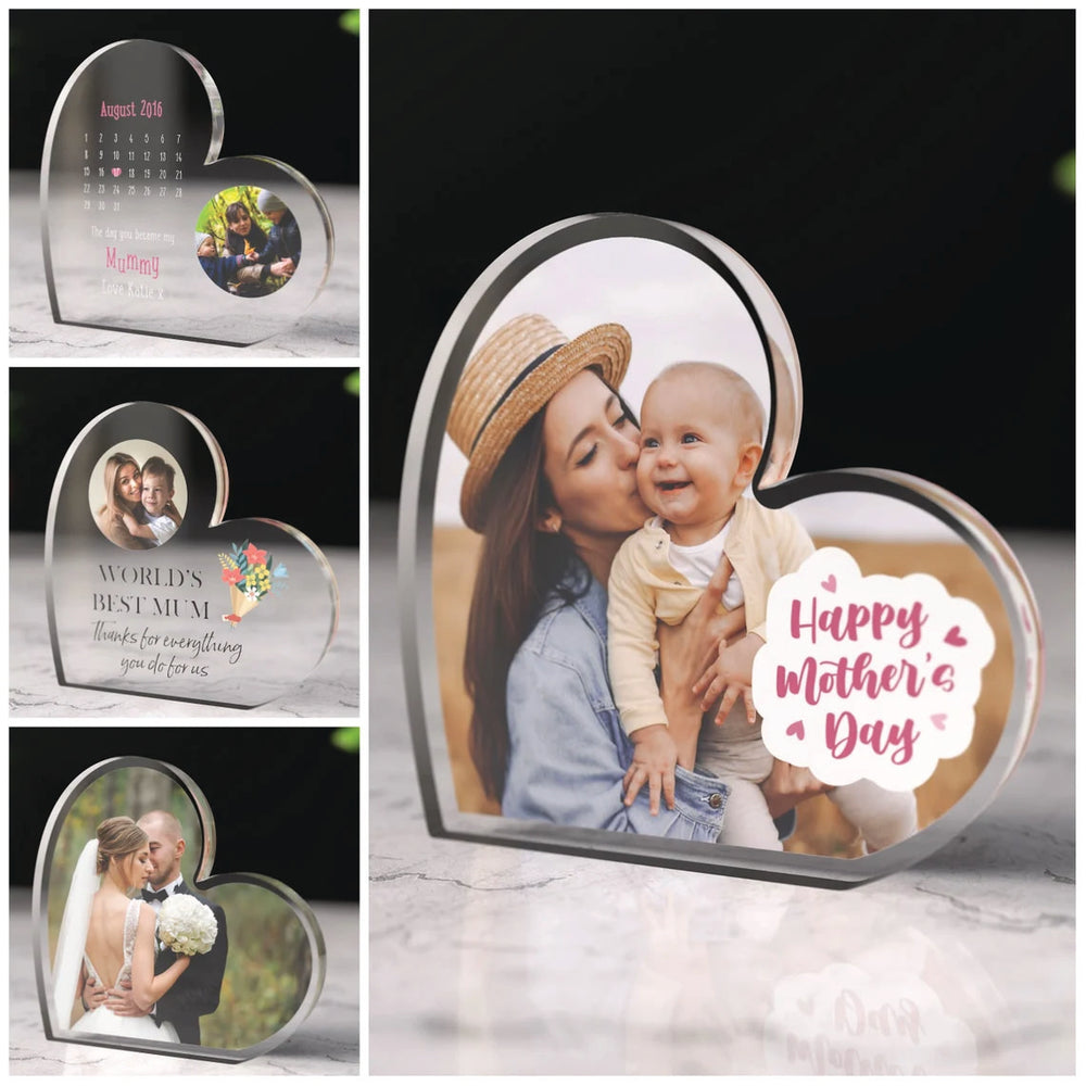 Personalised Mother's Day Mum Heart Love Photo Crystal Acrylic Block | First Mothers Day Gift | Mother's Day Photo