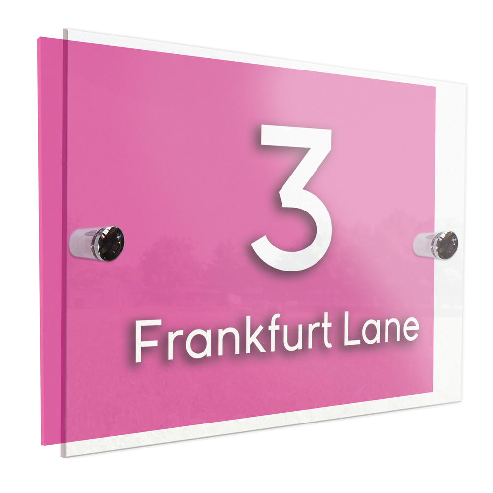 20cm x 15cm Rectangle UV Printed Acrylic Glass Effect Door Number House Gate Sign Plaque Personalised Name Plate