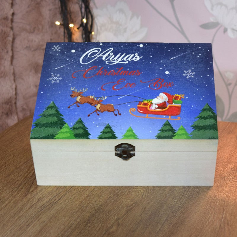 Santa's Sleigh Ride Personalised Christmas Eve Box - Bespoke Wooden Festive Keepsake 🎅🛷