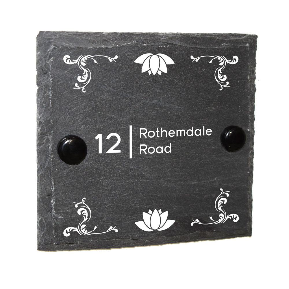 10cm x 10cm Rustic Natural Slate House Gate Sign Plaque Door Number Personalised Name Plate