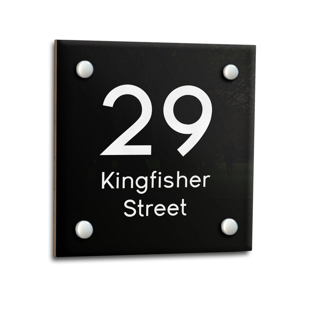 UV Printed Black Ceramic House Gate Sign Plaque Door Personalised Number Name Plate